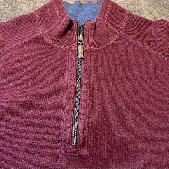 Tommy Bahama Men’s Reversible Maroon Navy 1/4 Zip Pullover Sweater Size Large - Picture 4 of 12